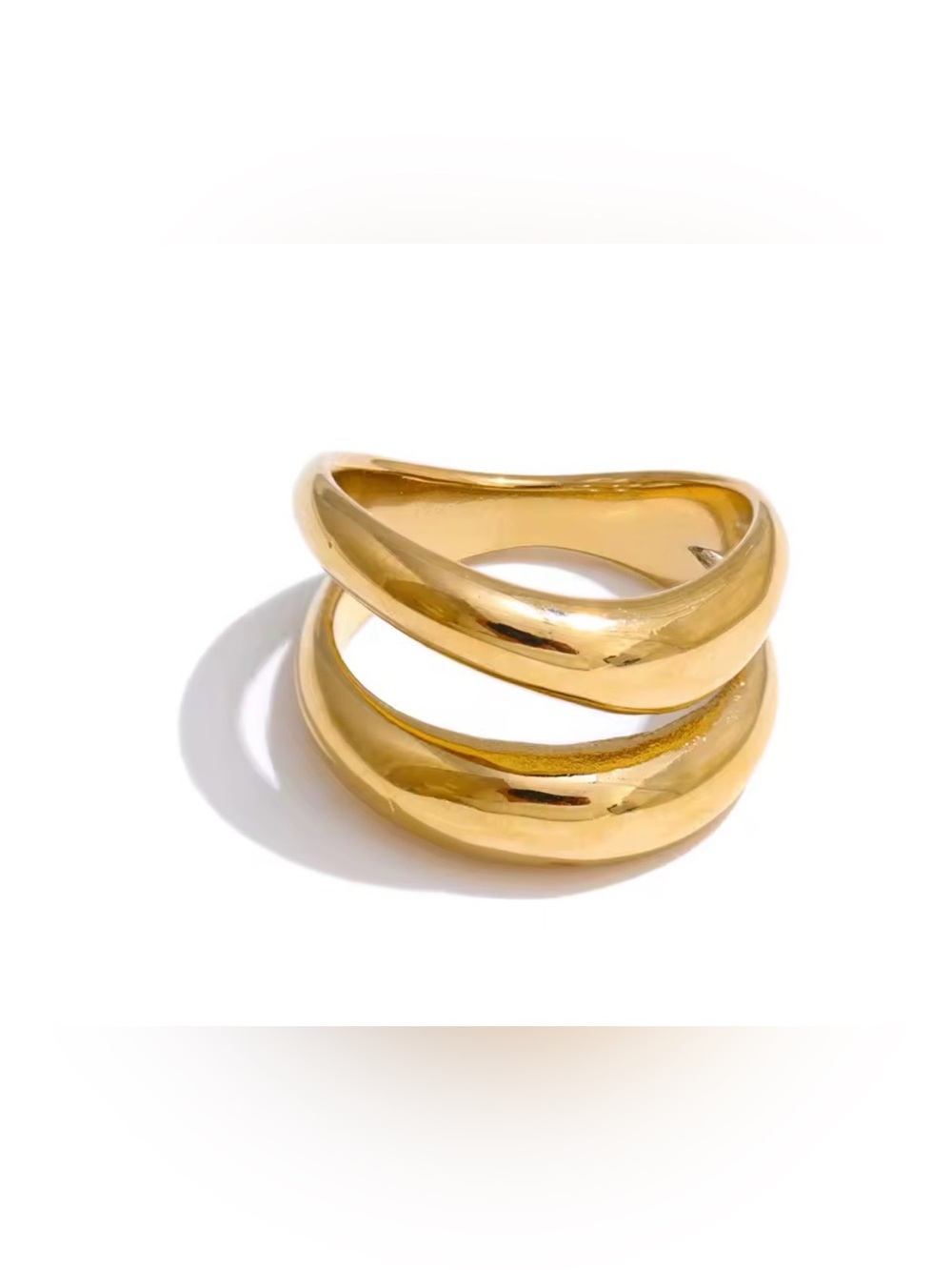 Gold-Tone Sculptural Double Band Ring